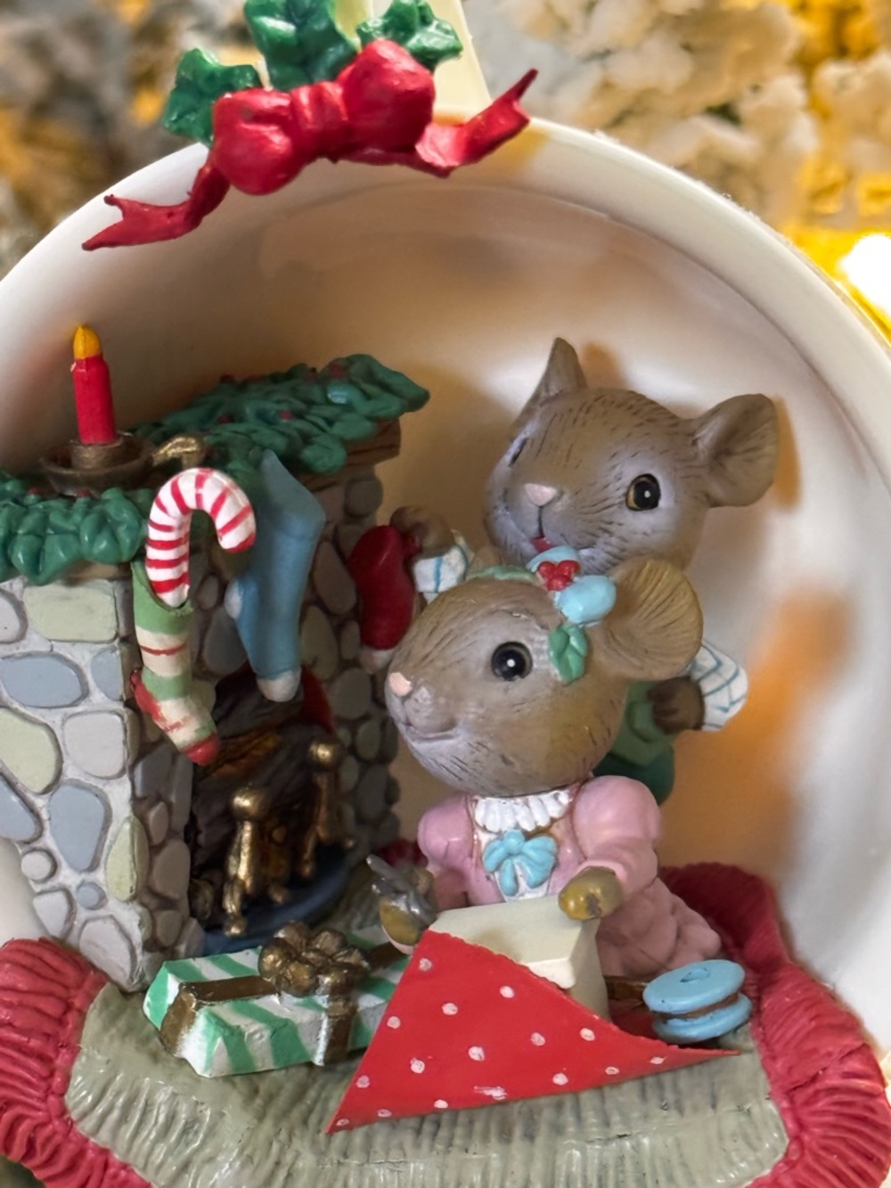 Enesco Holiday Small Pets Figurine in Red, Green, Pink, Gold and Blue